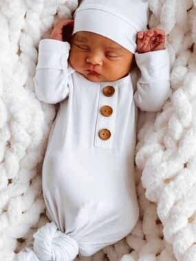 Caden Lane knotted gown newborn white